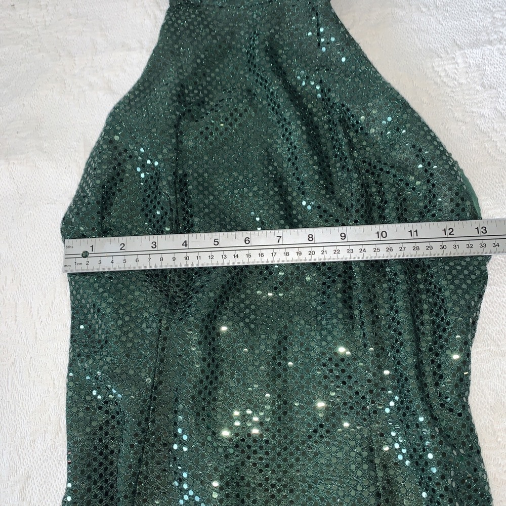 Roberta Green Sequin Maxi Sheath Dress Halter Neck 80s/90s Vintage Size 7/8 Glam - Picture 9 of 11